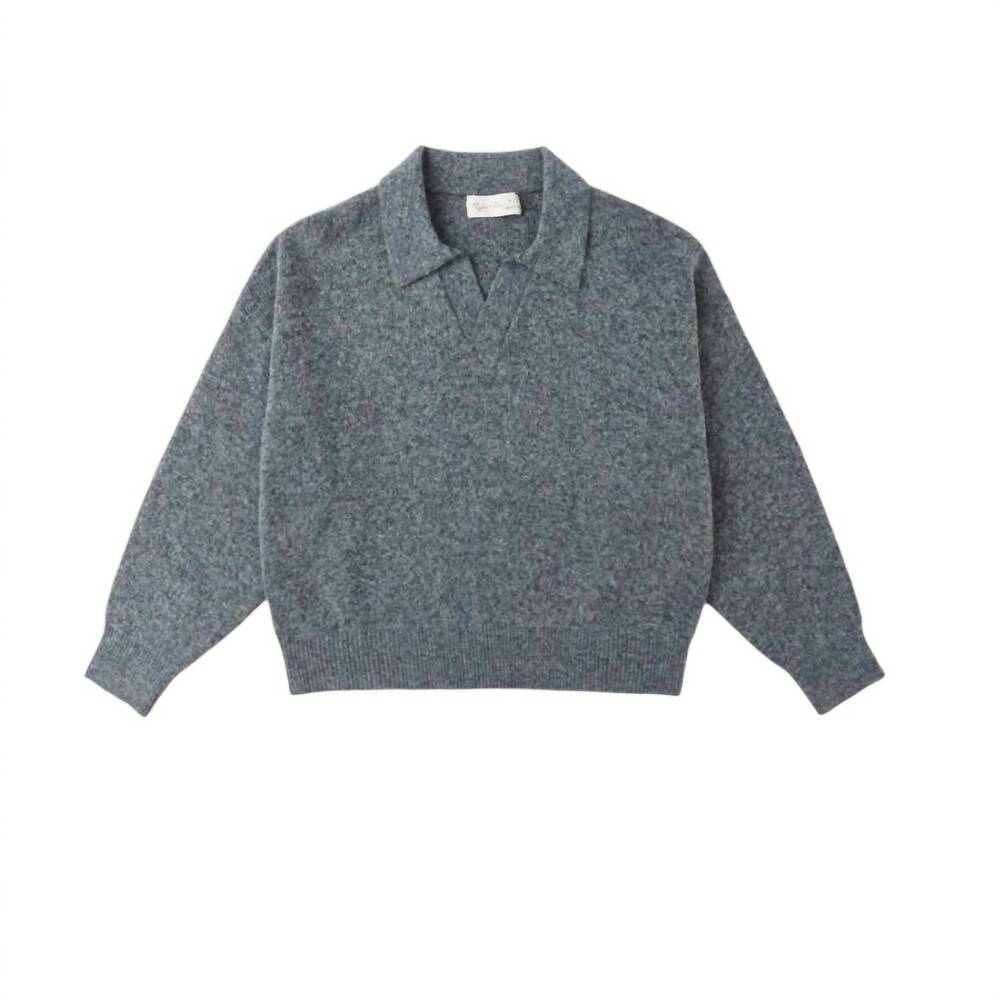 NEW RYLEE + CRU kids collared sweater in heathered grey